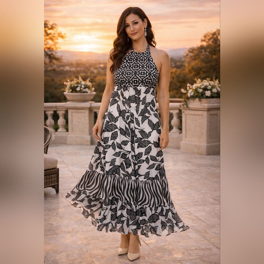 white house black market maxi dress Floral Off Shoulder Size M  The Photo Fashionista 54 5/8 from shoulder 100% Polyester Shop Maxi Dresses & Long